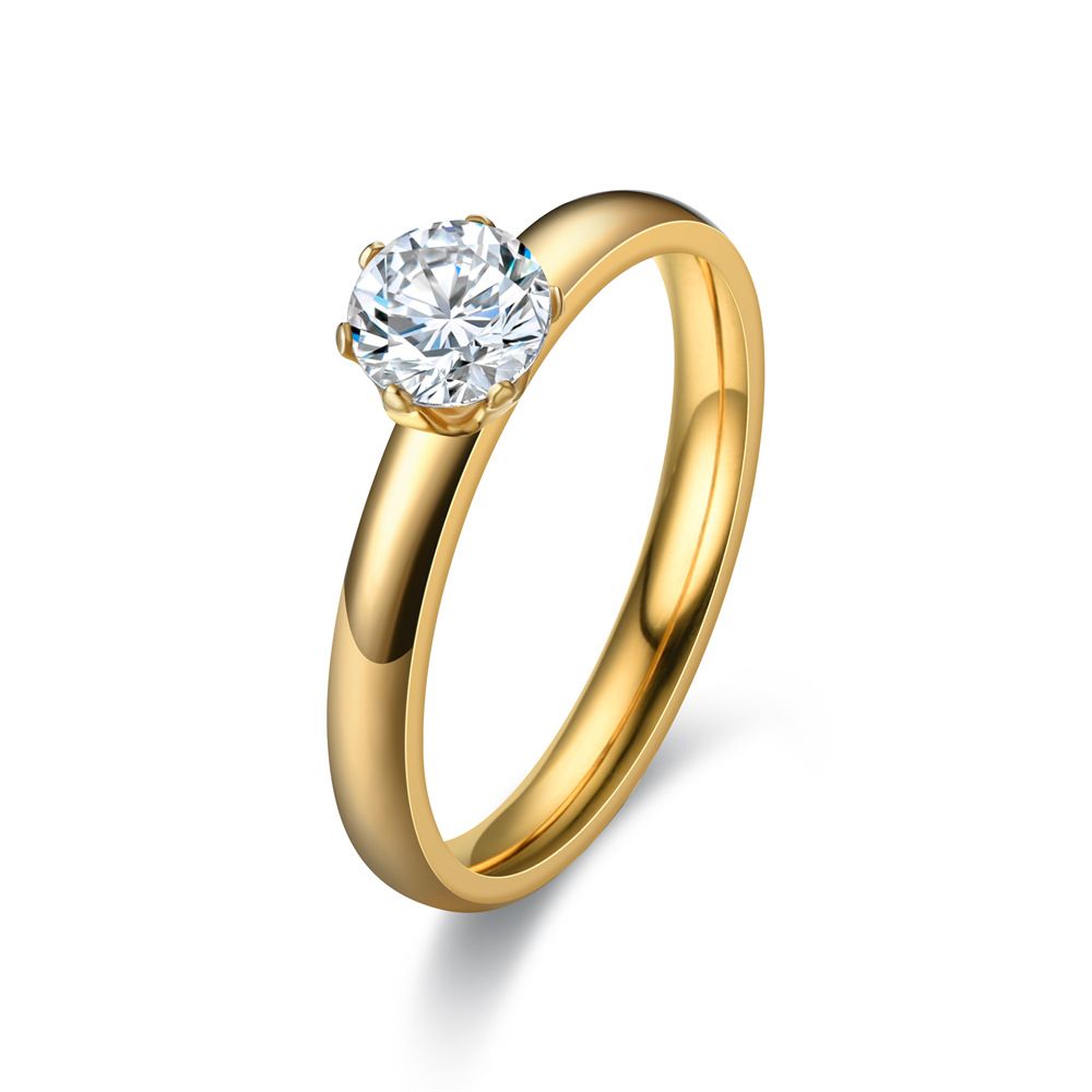Stainless Steel 3mm Diamond Ring Unisex 3mm gold diamond No. 8 — image 4