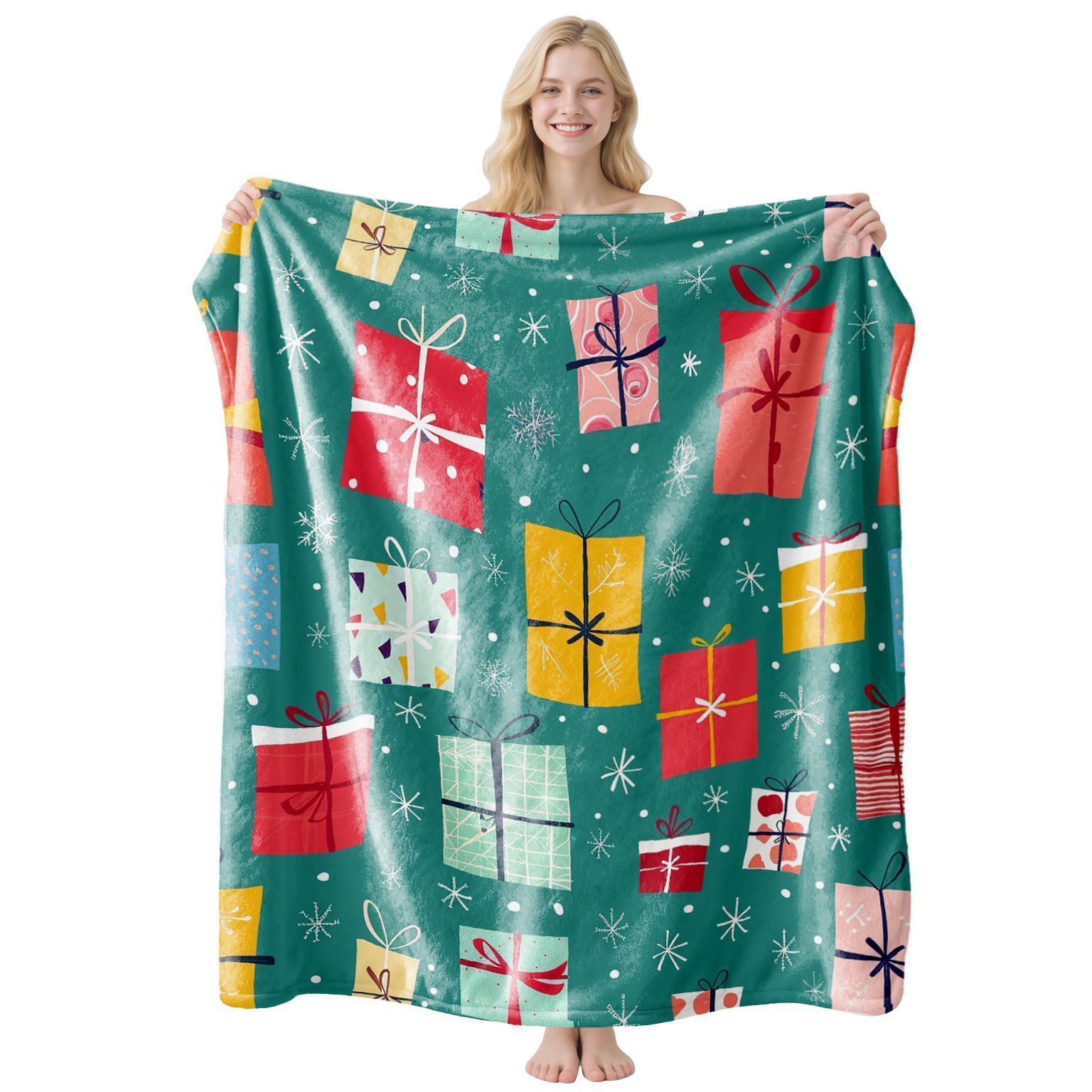 Cozy Festive Flannel Throw Blanket, Christmas & Halloween Air‑Conditioning Blanket, Thoughtful Holiday Gift For Sofa Decor, Style FLR‑196, Size S, 100 × 130cm