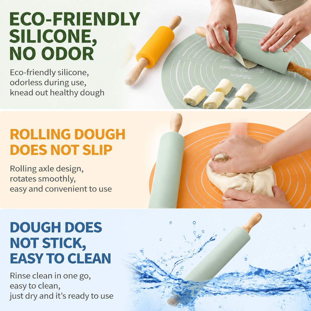 Red Bread Baking Tool Set with Silicone Dough Mat + Rolling Pin, 2-in-1 Stainless Steel Dough Scraper Cutter and UFO Bread Scoring Lame with 5 Blades โ image 2