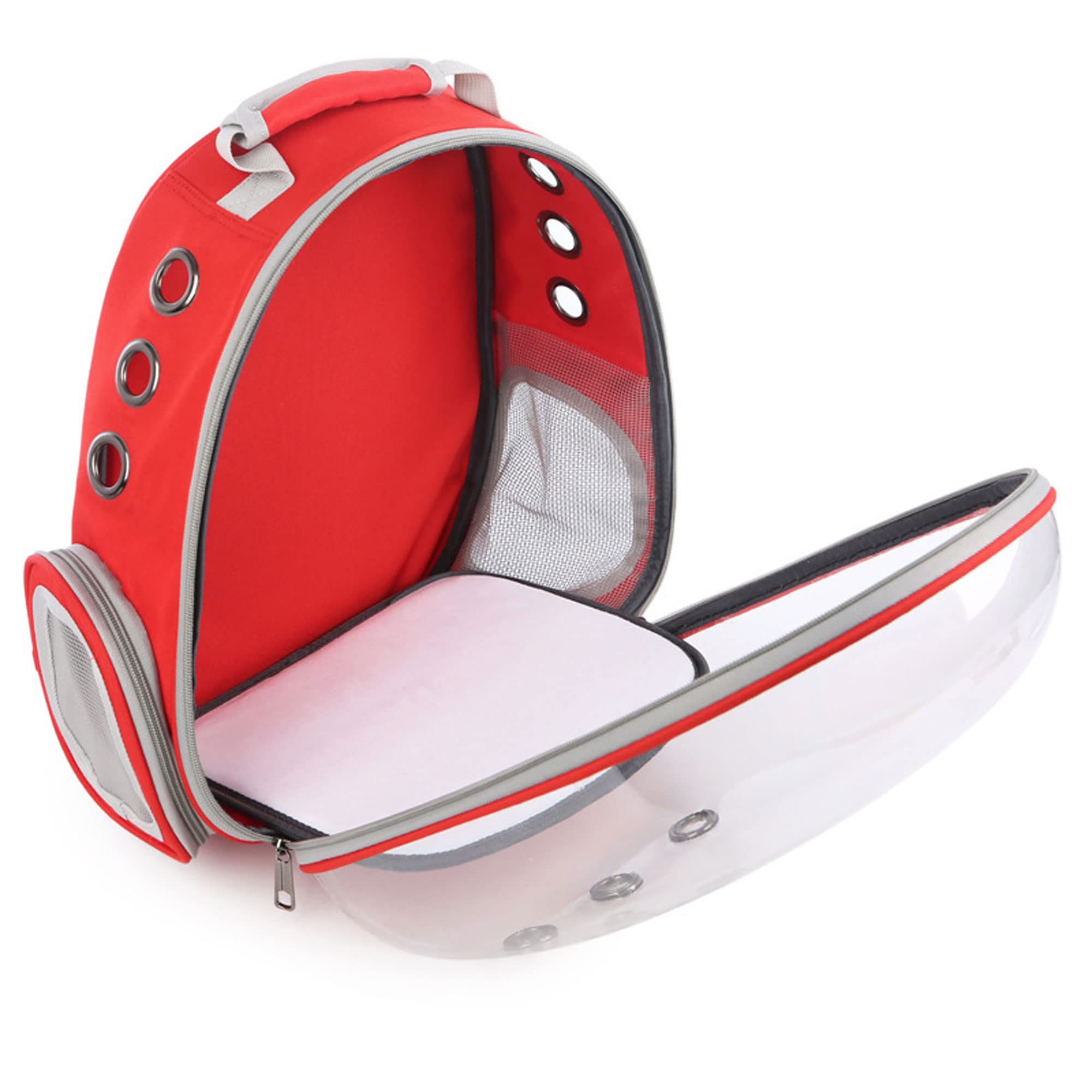 Cat Backpack Bubble Expandable Foldable Breathable for Small Medium Dogs Cats, Space Capsule Bubble Window Pet Carrier (red) — image 3