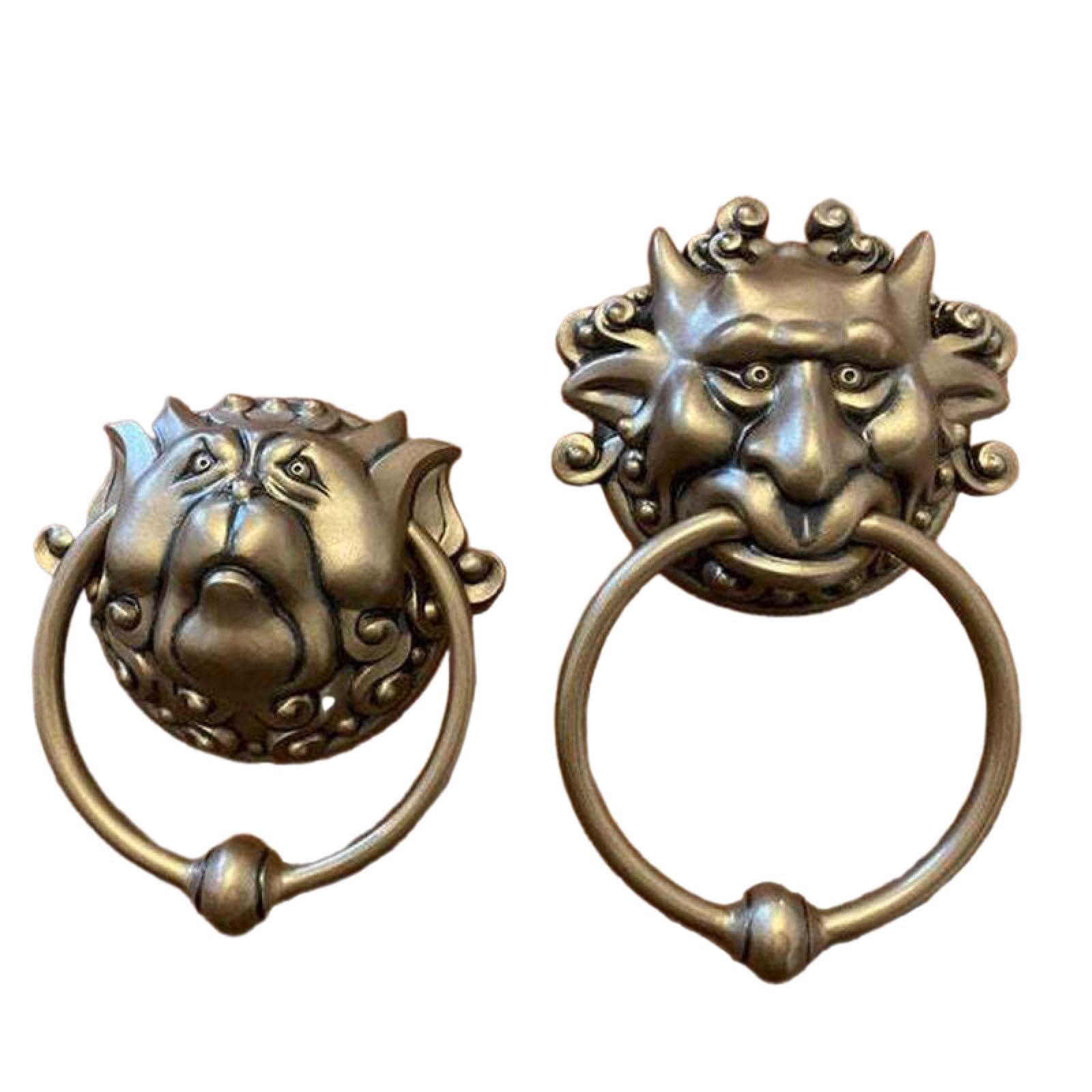 2pcs,Bronze handles, outdoor whimsical door carvings, wall mounted dragon face door handle home gift statues