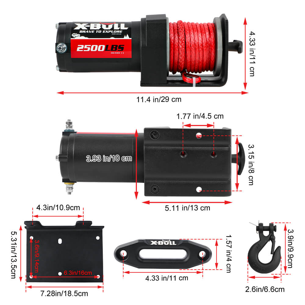 X-BULL 12V Electric Winch 2500LBS Synthetic Rope 15.2M ATV Boat Winch Trailer โ image 2