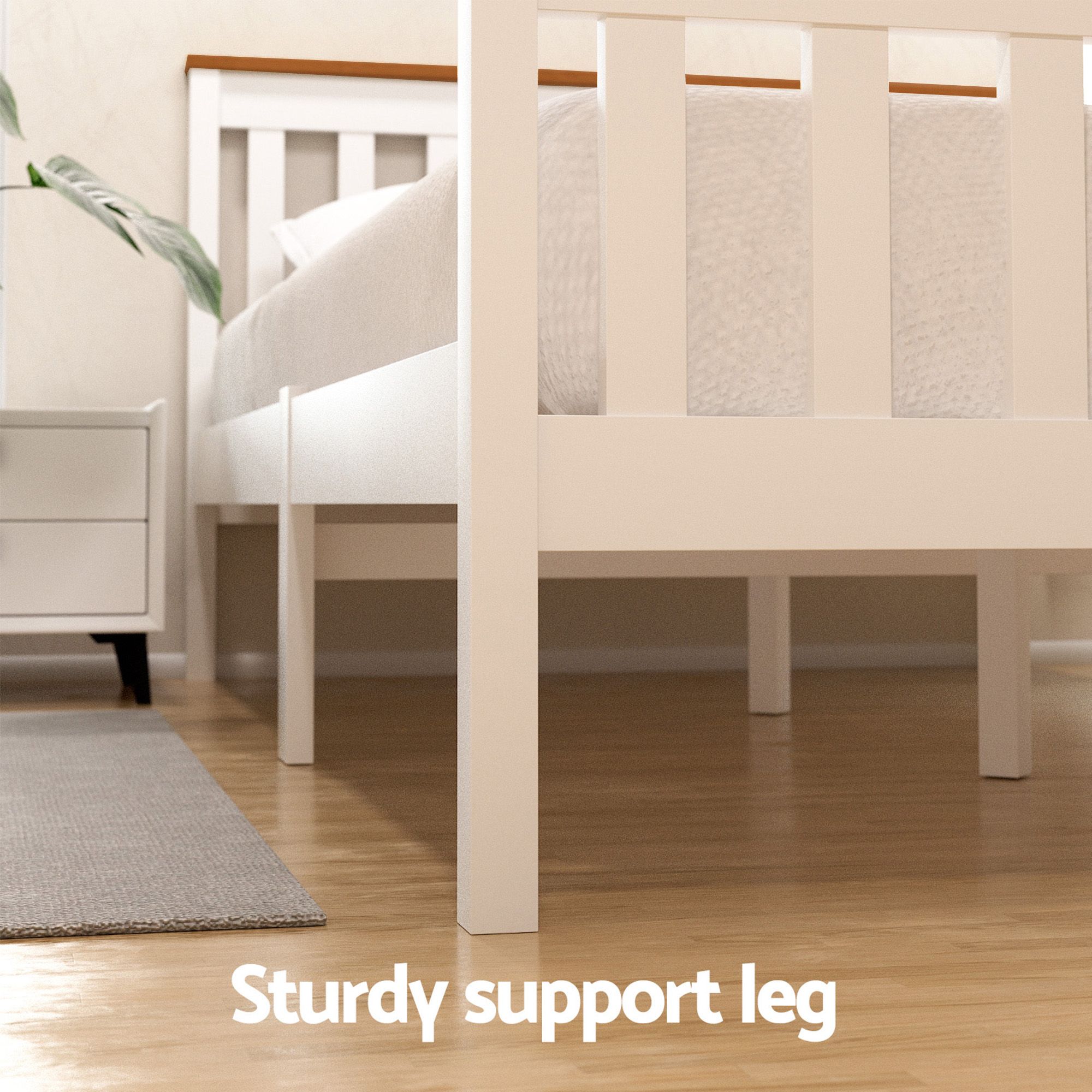 Artiss Bed Frame Double Size Wooden Platform with 2 Storage Drawers White PONY — image 6
