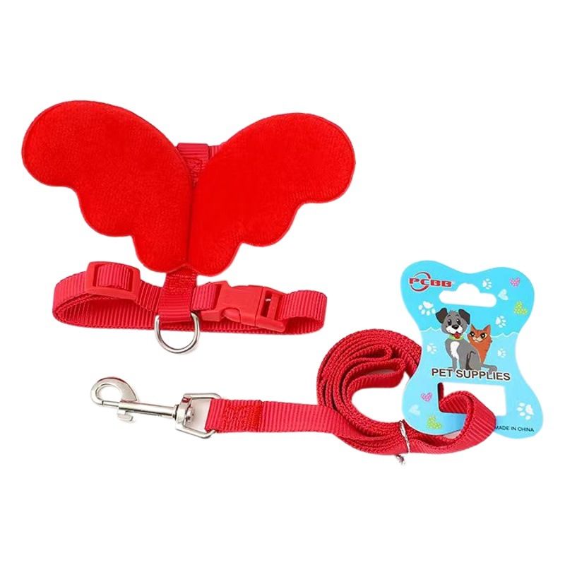 Petubei Dog Harness Leash Nylon Angel Wings Purple M