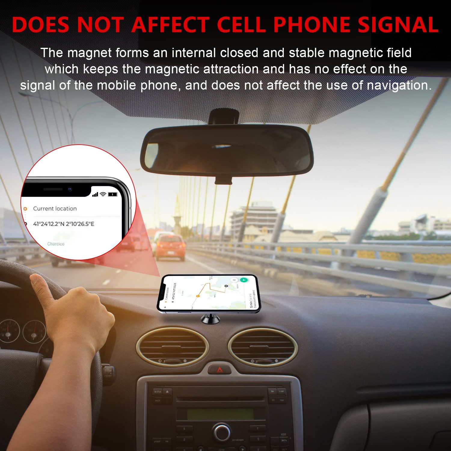 2 Pack Car Magnetic Phone Mount, Car Phone Holder for Dashboard, 360° Adjustable Magnet Cell Phone Mount Universal Dashboard Car — image 5