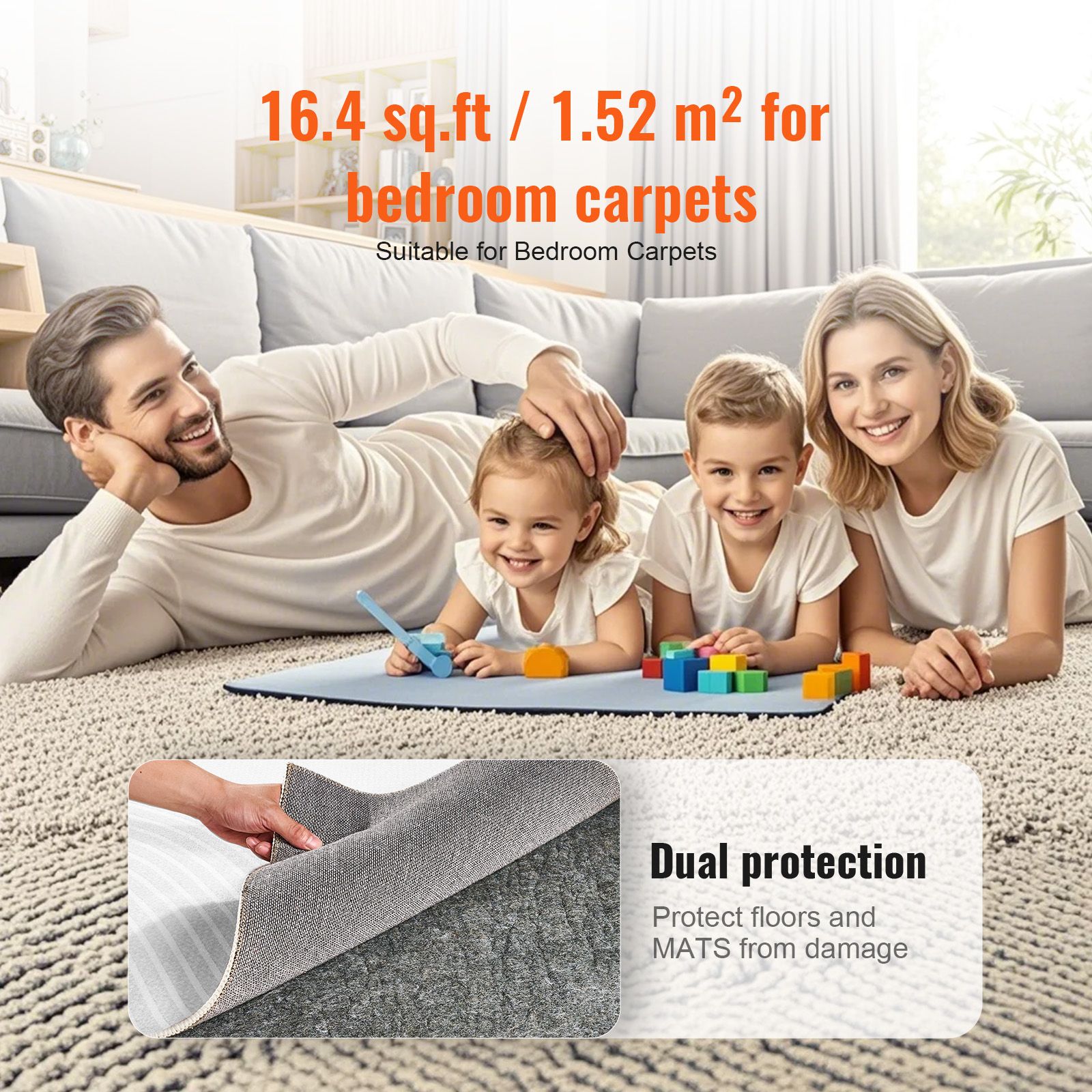 Non Slip Rug Pad Gripper 9' x 12' Carpet Mat 0.24" Thick for All Floor — image 6