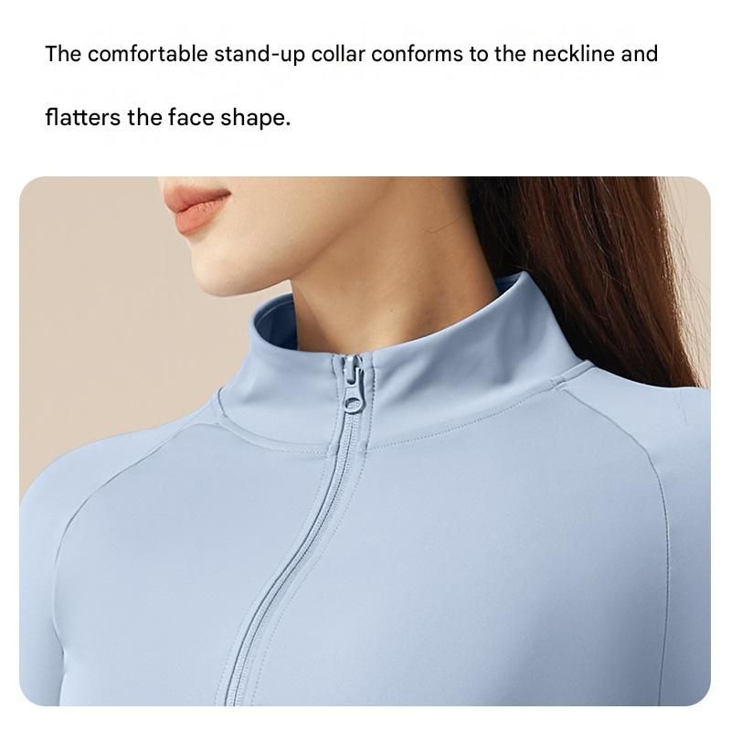 L size Women's 2-Piece Running Yoga Set - Blue Colorblock Zip Jacket and Blue Faux Two-Layer Leggings, Slim Fit High Stretch Gym Activewear for โ image 3