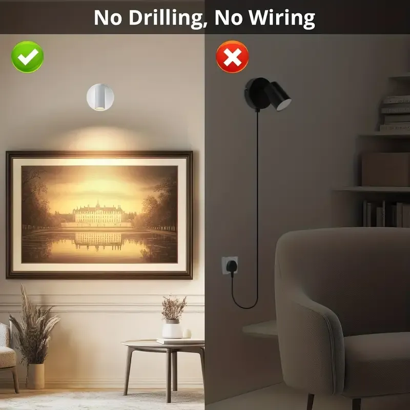 Drill Free Magnetic Charging Spotlight, 2000mAh Long Battery Life Touch Dimming, 350 Degree Rotation Multi Scene, Easily Create Home Ambiance/black โ image 4