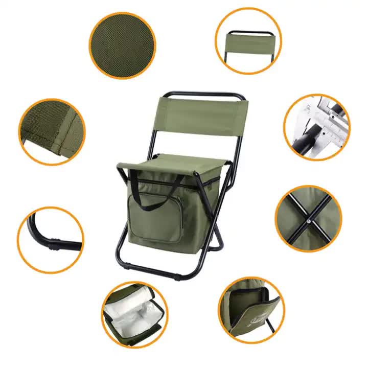 Blue Portable 3-in-1 Folding Camping Chair with Storage Bag, Backrest, and Insulated Cooler for Outdoor Fishing, Hiking, and Picnics — image 6