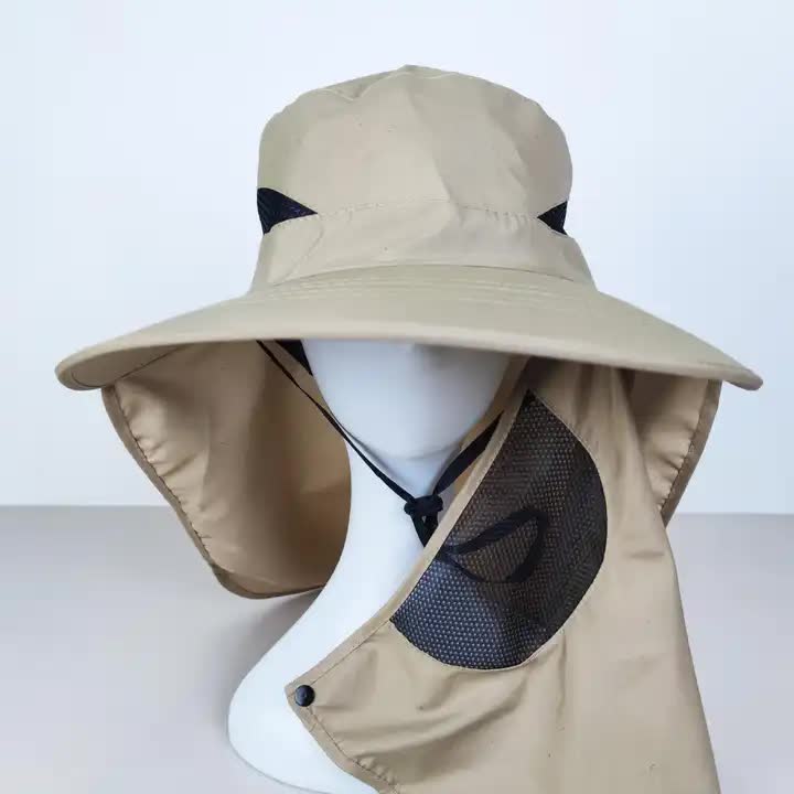 Light Gray Outdoor UV Protection Hat for Men - Detachable Face & Neck Shield, Large Brim Sun Hat for Fishing, Hiking, and Outdoor Activities โ image 2