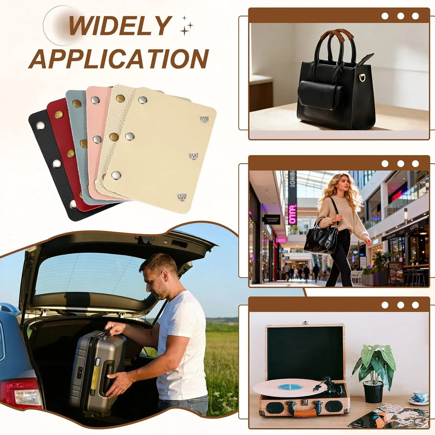 4 Pcs Handbag Handle Covers, PVC Leather Grip Protectors with Buckles, Beige and Black โ image 6