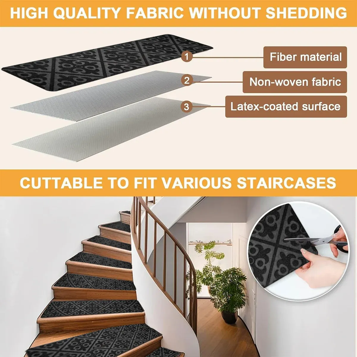 12PCS Non-Slip Carpet Stair Treads Indoor Step Mats for Home Use โ image 5