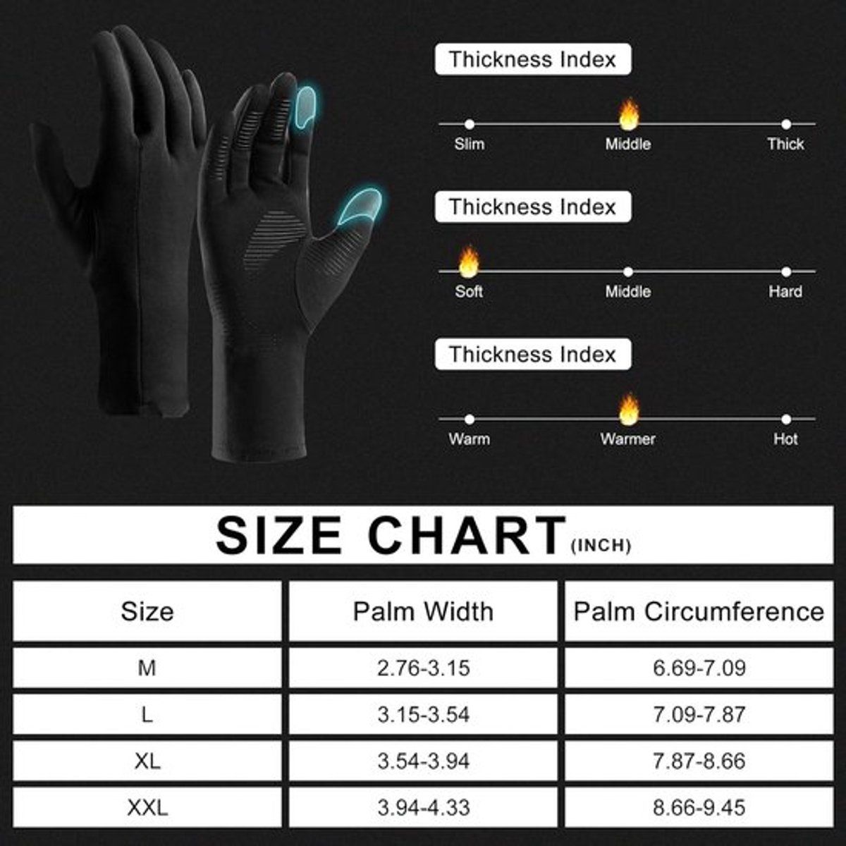 Winter Gloves, Winter Touchscreen Warm Gloves, Men's Lightweight Running Gloves Cold Weather Thermal Anti-slip Gloves, XXL โ image 2