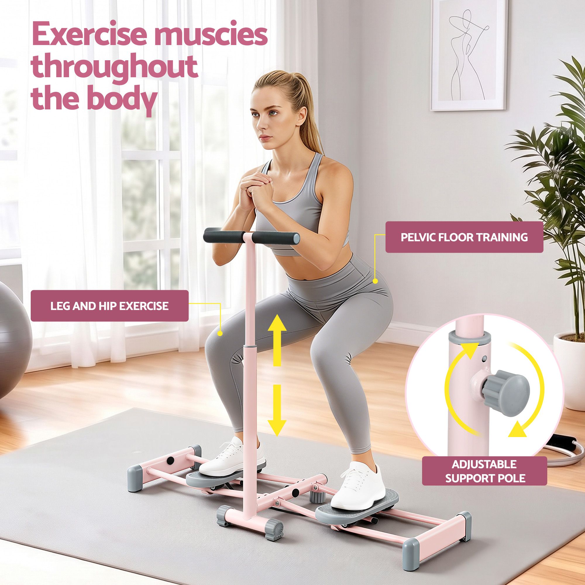 Everfit Foldable Ski Exercise Machine Leg Thigh Trainer Home Fitness Cardio Pink โ image 5