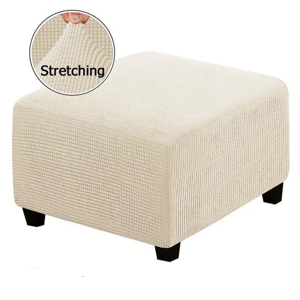 Stretch Cover Slipcover Sofa Cover Footstool Protector Storage Ottoman Covers Furniture Protector Soft Rectangle slipcover with Elastic Bottom (Length and — image 2