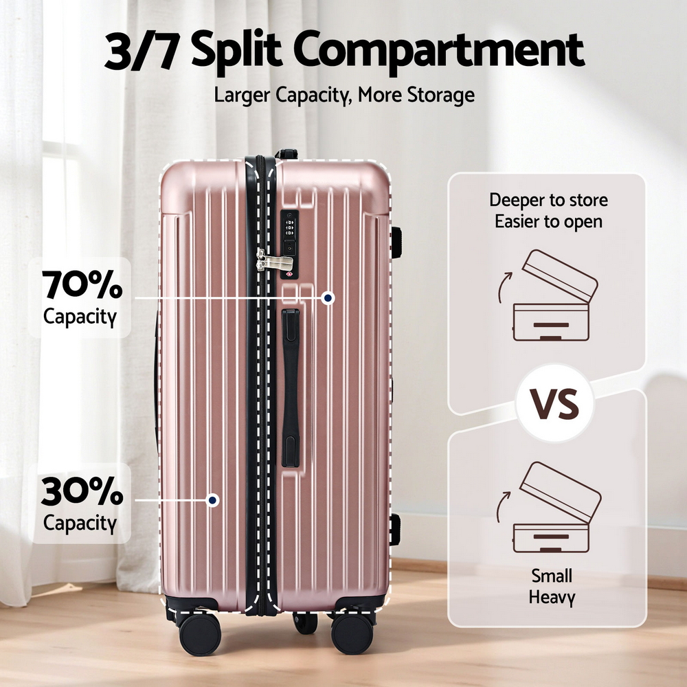 Wanderlite 28" Trunk Luggage Suitcase Travel 5 Wheels Type-C Port TSA Rose Gold — image 4