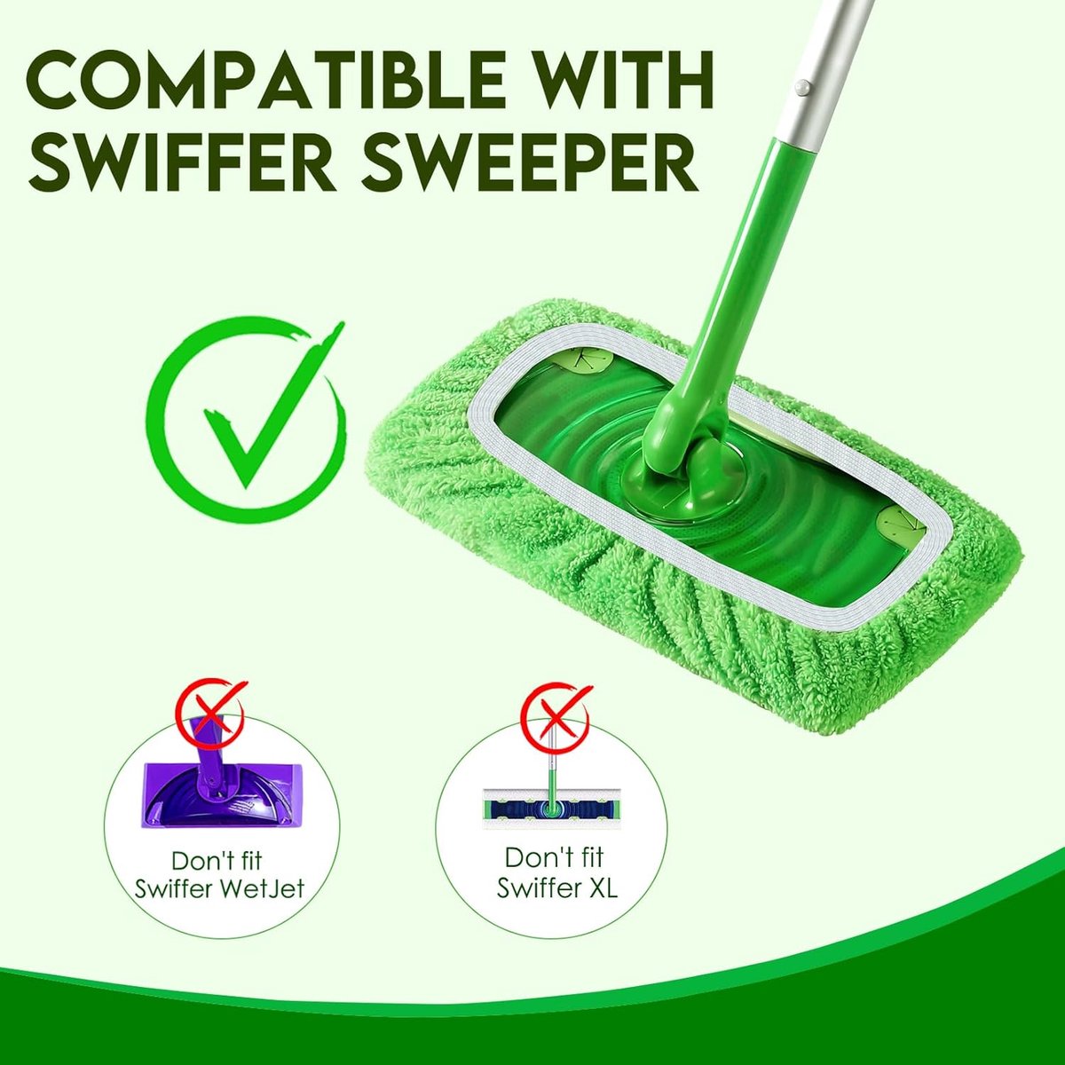 4 Pack Reusable Microfiber Mop Pads - Suitable for Efficient Sweeping Cleaning - Suitable for Swiffer Sweeper - Wet & Dry Cleaning Cloths - Mop Head — image 2
