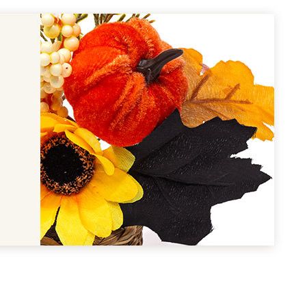 Autumn artificial mini potted plant, woven basket paired with sunflowers, pumpkins, and maple leaves, full and realistic petals, no maintenance required โ image 5