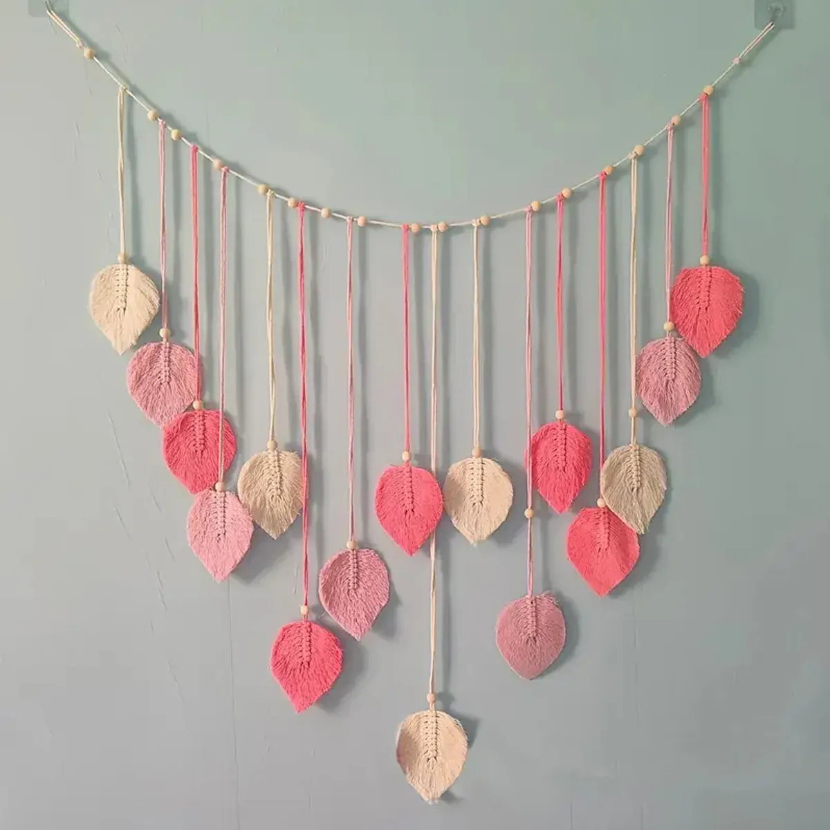 Bohemian Wall Hanging Cotton Cord Wood Bead Tassel Wall Tapestry Photo Decor โ image 5