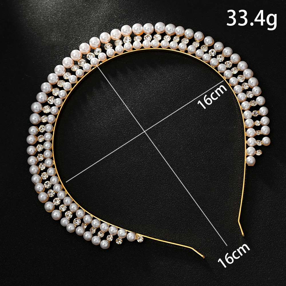 Silver Elegant Faux Pearl Bridal Headband – Multi-Layer Vintage Princess Tiara for Weddings and Formal Occasions, Lightweight Design — image 4