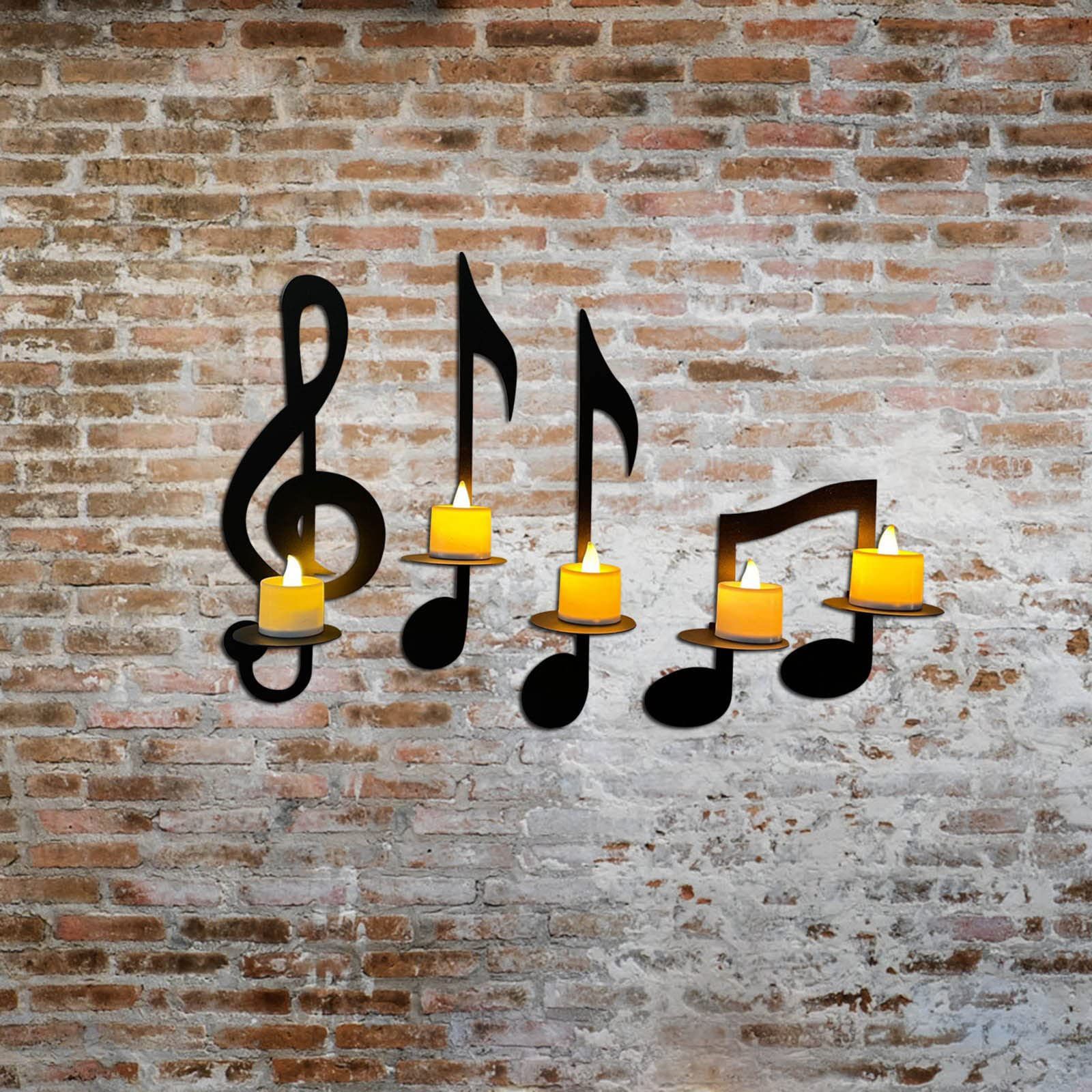 Black Metal Wall Sconce Candle Holder Set of 4 Music Symbol Wall Sconce Candlestick Holders Wall Mount Candlestick Candle Holders โ image 5