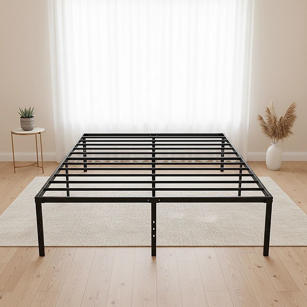 Queen Metal Bed Frame 45cm High Full Steel Base Platform For Stable Bedroom Support โ image 4