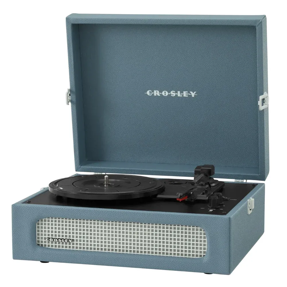Crosley Voyager Bluetooth Portable Turntable + Bundled Crosley Record Storage Display Stand - Washed Blue โ image 2