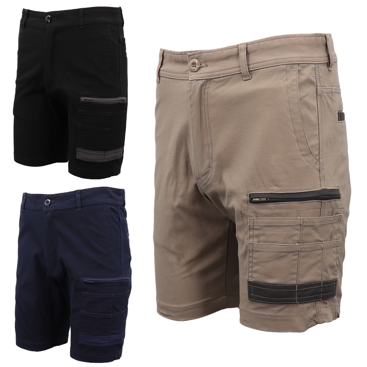 Mens Cargo Cotton Drill Work Shorts UPF 50+ 13 Pockets Tradies Workwear Trousers, Black, 40 — image 2