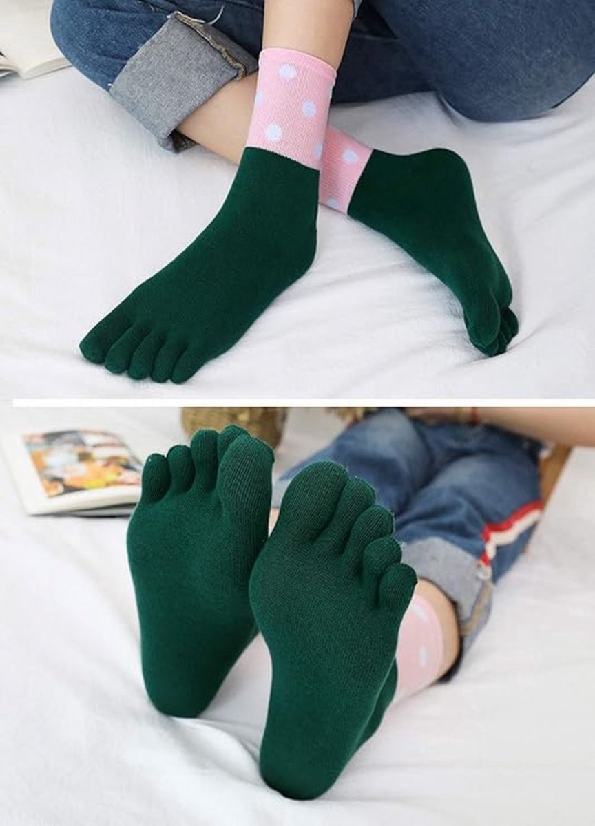 Toe Socks 5 Pairs - Toe Socks - Women's - Cotton - Yoga Socks - Smooth Toe Seam - Runner Toe Socks - Flip-flop Socks - Toe Socks - Toesocks - Ladies — image 2