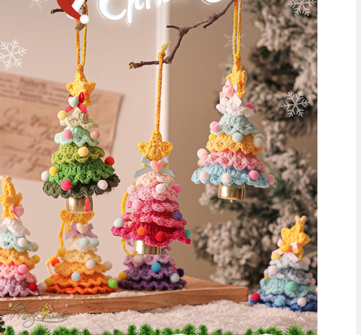 Christmas Decorations - Crochet Christmas Tree Bell Decorations - Small Christmas Decorations - Car Decorations - Christmas Tree Decorations - Ornaments — image 6