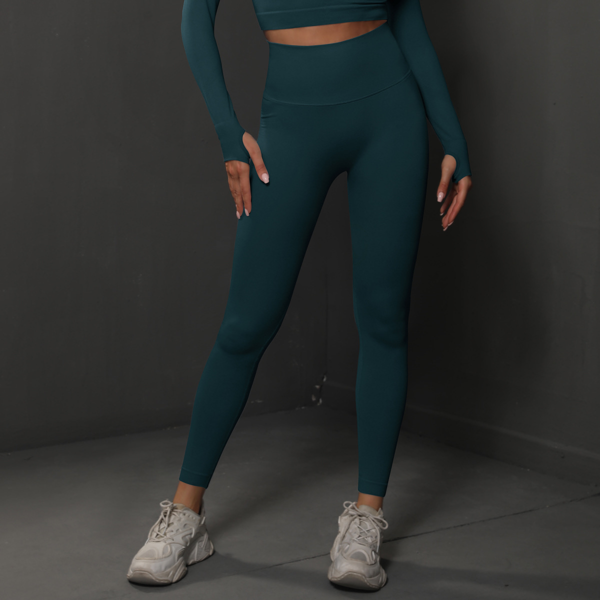 Size M Dark Green Seamless High-Waisted Yoga Pants for Women - Lift Workout Leggings for Running, Gym, and Fitness โ image 2