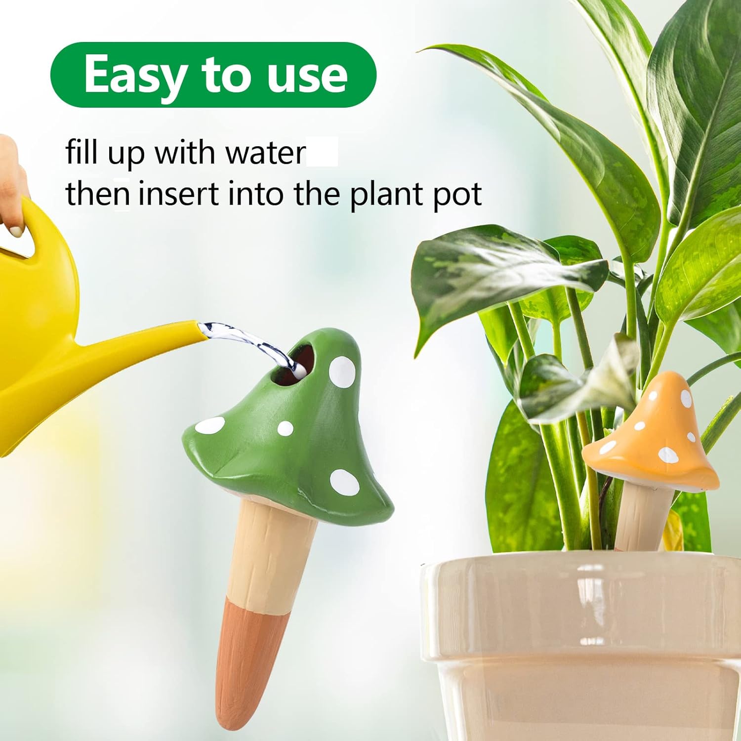Self-Watering Spikes, Mushroom-Shaped Plant Watering Balls, Irrigation, Terracotta Watering Device, Garden Irrigation for Indoor and Outdoor Plants, 4-Pack — image 4