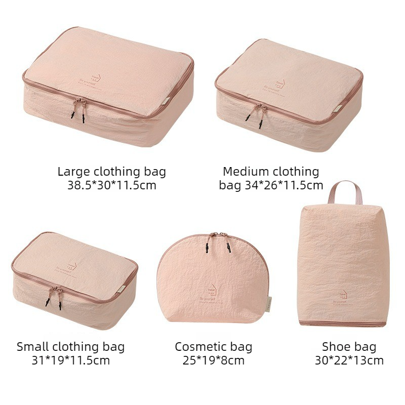 5-Piece Travel Packing Cubes, Wrinkle-Resistant Nylon Luggage Organizer Bags with Cosmetic Bag & Shoe Bag for Clothing and Toiletries Storage - Gray — image 3