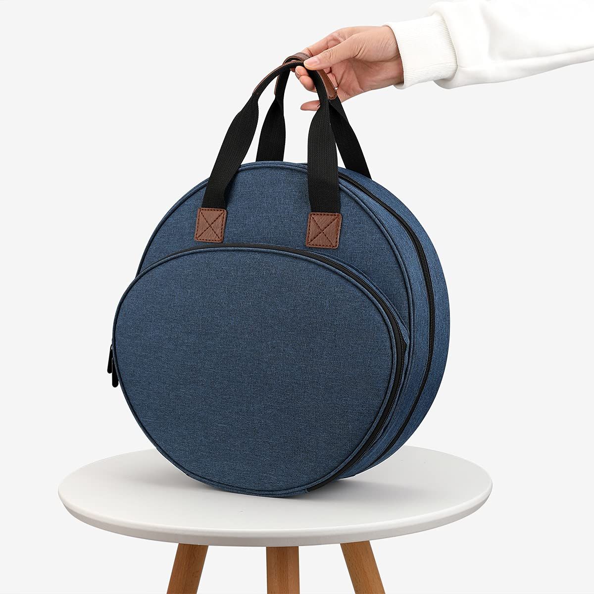 Sewing Crafts Storage Tote Bag,Knitting Bags with Zipper Pockets Organiser for Embroidery,Charts and Threads, Diameter 35cm — image 5