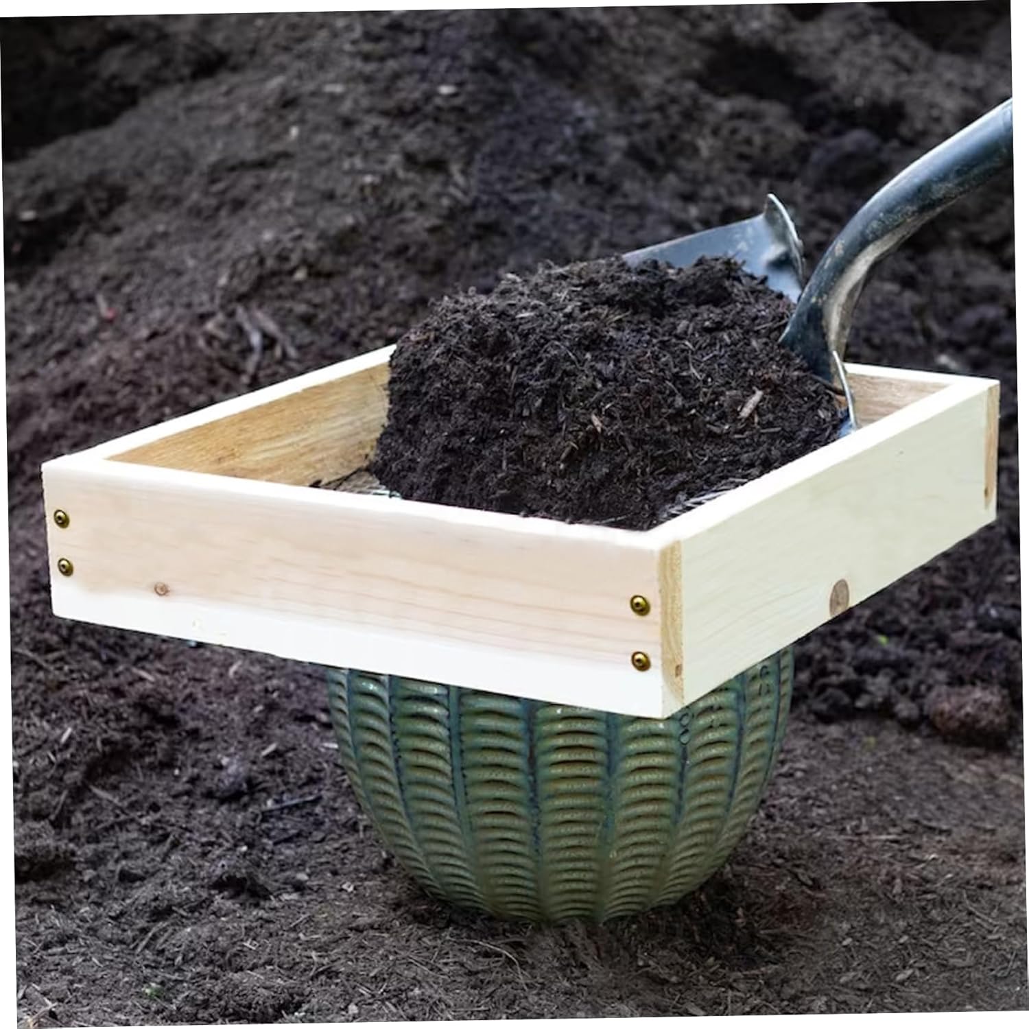 Garden sieve, soil sieve, mesh, ground stone, sand sieve, garden tool for sifting compost, dirt, soil, leaves, live — image 2