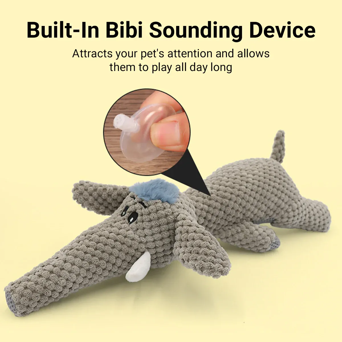 Pet Plush Corn Fleece Squeaky Toy Chew Teeth Cleaning For Dogs Puppies Safe Soft - Grey — image 5