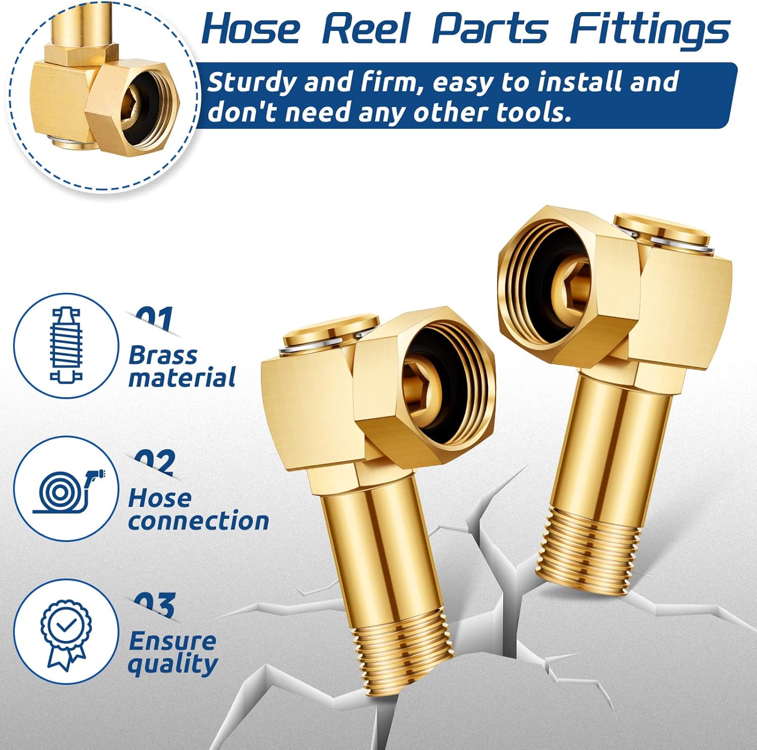 Amylove 2 Pieces Hose Reel Swivel Fittings Garden Hose Reel Replacement Parts Brass Replacement Part Swivel Hose Reel Cart Swivel Fitting for Garden Hose โ image 3