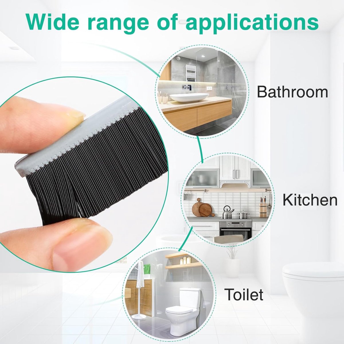 3 Pieces Crevice Brushes - Gap Brush - Narrow Cleaning Brush - Long Handle - Bathroom Cleaning Brush - Stiff Brush with Bristles - Long Handle - Gap Cleaner — image 3