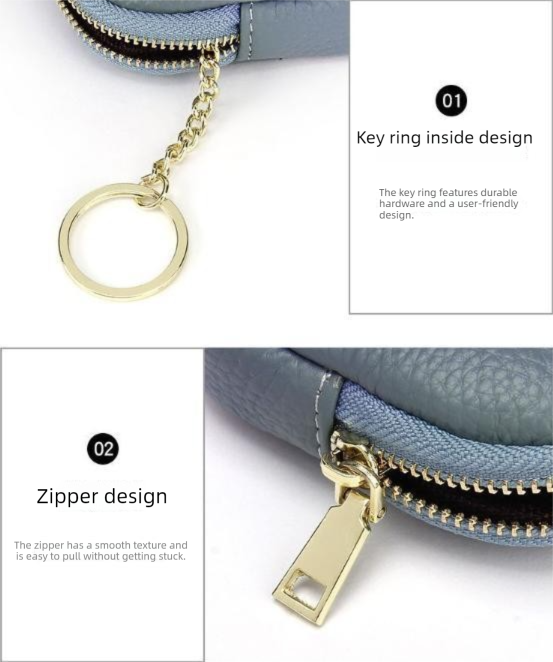 Claret Stylish Mini Zipper Wallet for Women – Compact PU Coin Purse with Key Ring & Card Storage (3-Pack) — image 4
