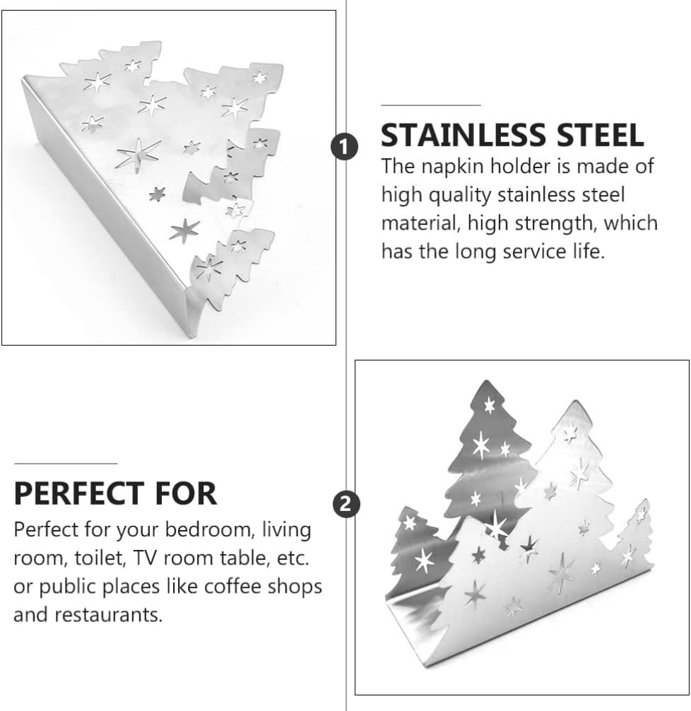 Luxshiny Christmas Tree Napkin Holder Stainless Steel Towel Holder Dinner Table Decoration for Party Home Restaurant โ image 4