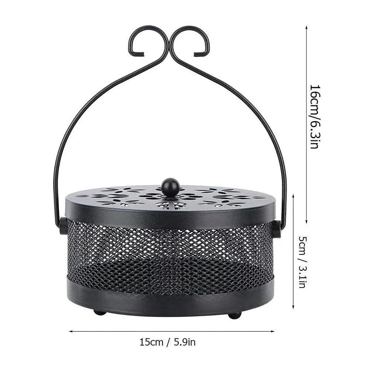 Fireproof Wrought Iron Mosquito Coil Holder with Cover for Indoor Outdoor Use - Grey — image 4