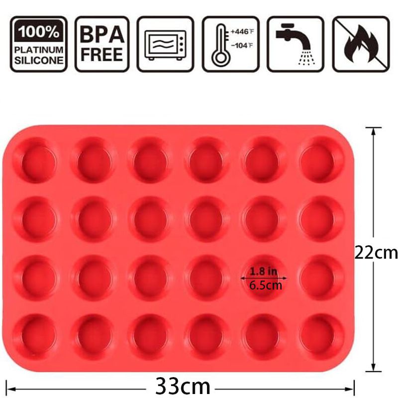 Silicone Mini Muffin Pan 24 Cups Mini Cupcake Pans, BPA Free Mini Muffin Tin for Baking Nonstick 1pcs โ image 3
