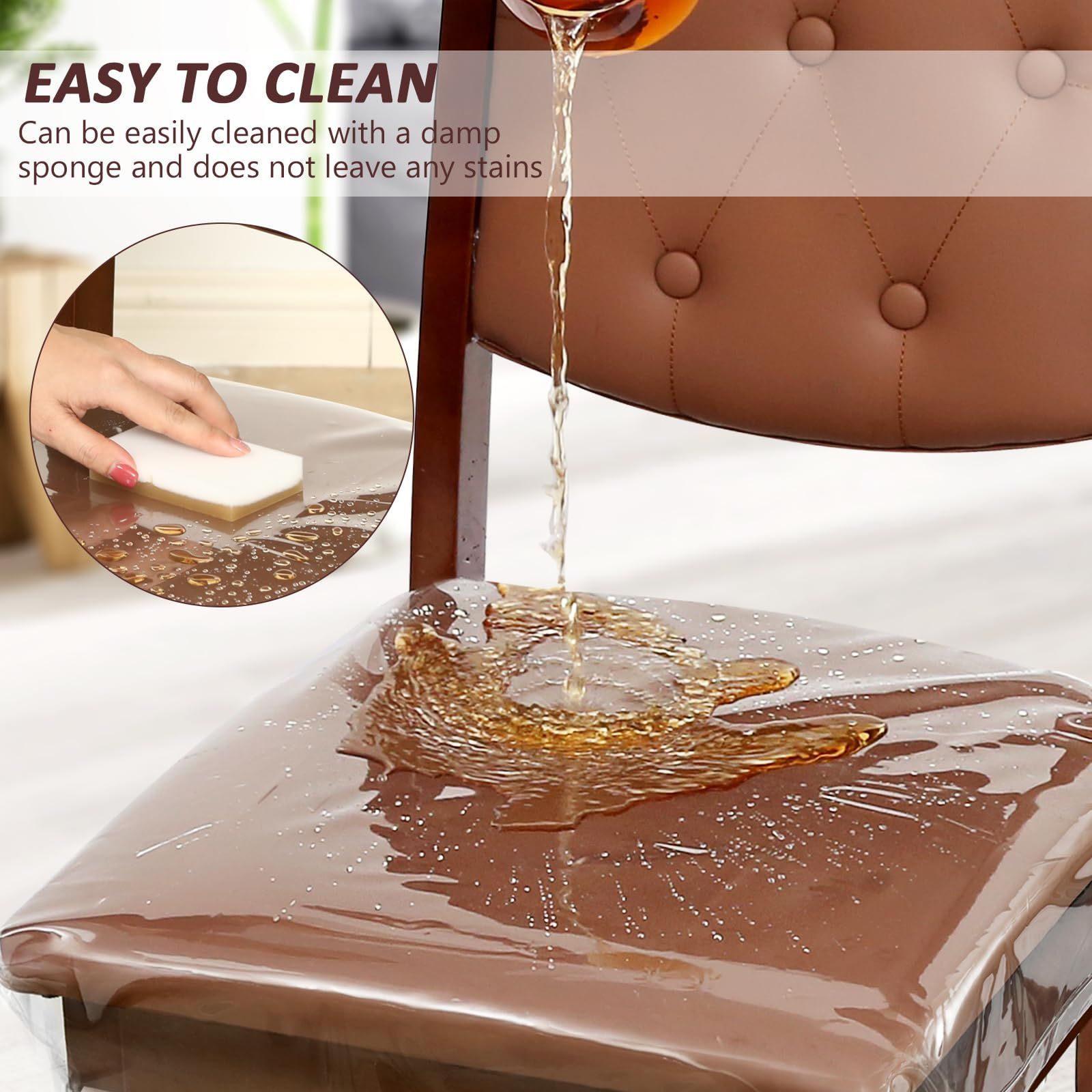 Clear Kitchen Chair Seat Protectors Thickened Soft Seats Protector, Double-Sided Adjustable Waterproof Chairs Slipcover โ image 4