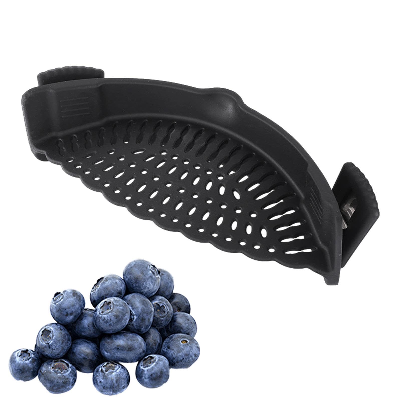 Clip On Pot Strainer,Snap Strain Silicone Food Colander,Straining for Fruits Veggies Silicone Strainer-Fit All Pots Bowls(black) — image 2