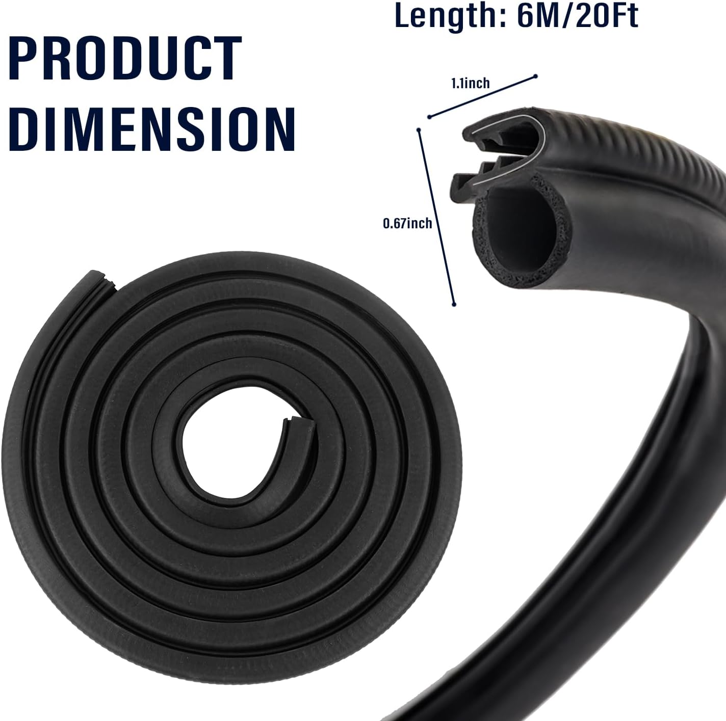20Ft Car Door Weather Stripping Door Seal Strip,U-Shaped Rubber Edge Trim with Steel Strip Door Sealers for Door Frame of Car Truck SUV RV Boat Home,Keeps Car โ image 2