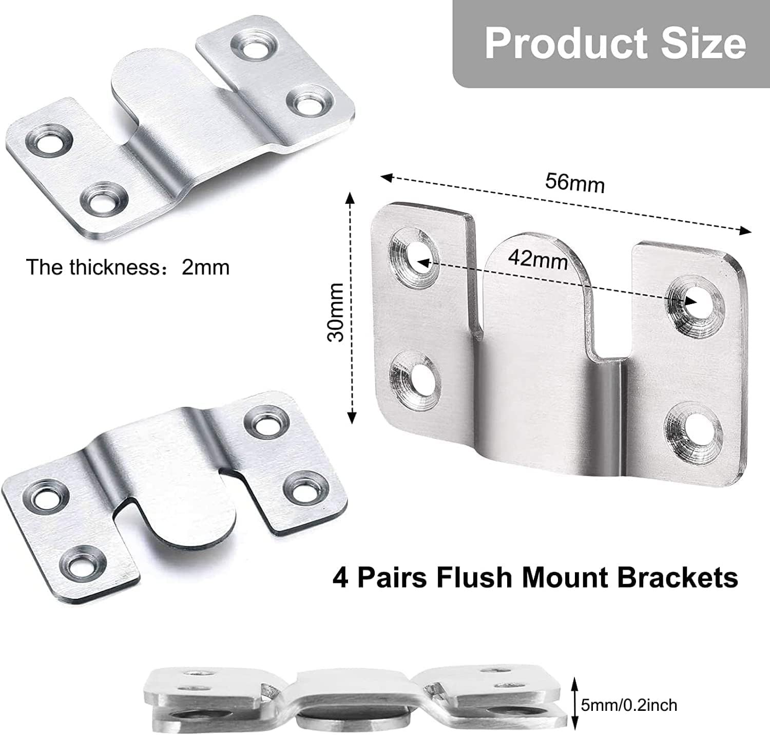 Flush Mount Bracket, Headboard Wall Mounting Brackets-56 × 30mm Interlocking Hanging Bracket, Mounting Hardware (4 Pairs) — image 4