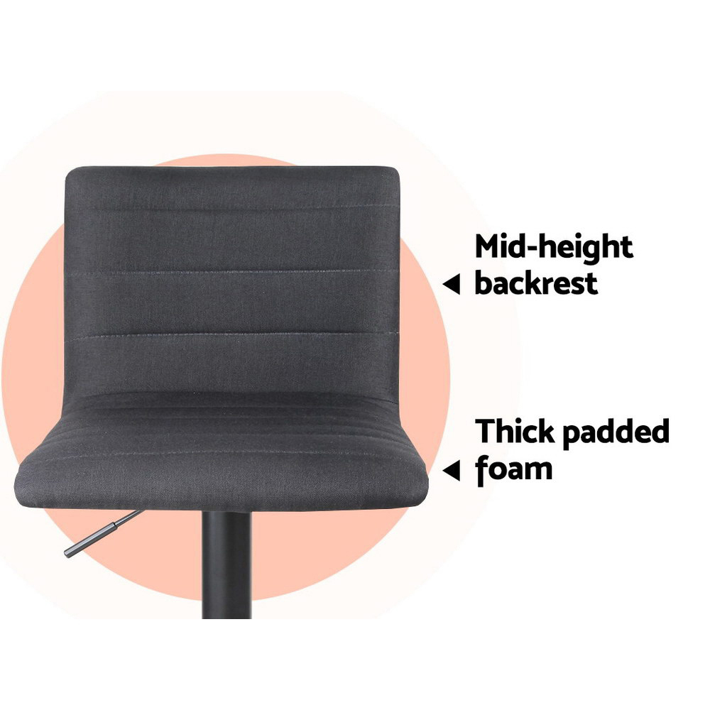 Artiss 4x Bar Stools Gas Lift Linen Fabric Black — image 6