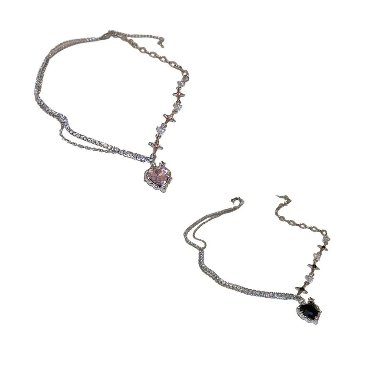 Fashion Creative Steel Heart Pendant Necklace Clavicle Chain Women Jewelry Gift - Black — image 3