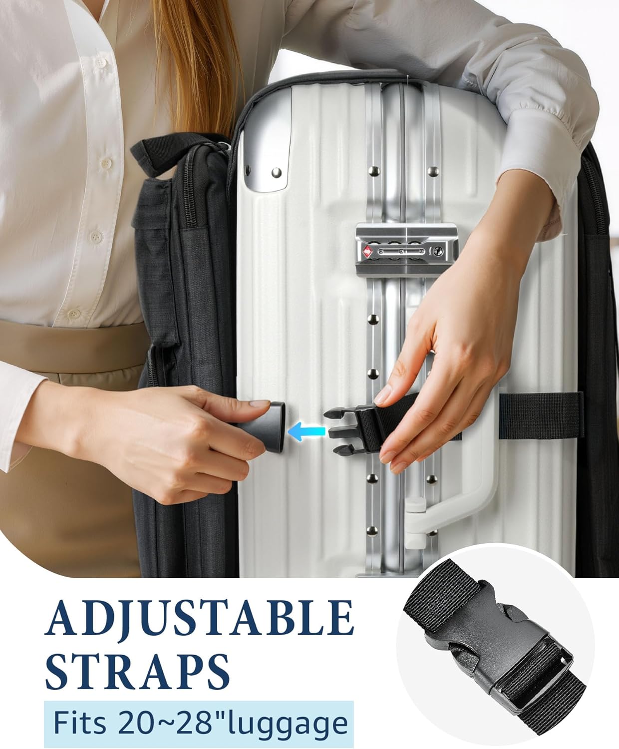 Over Luggage Organizer for Suitcase, Luggage Harness with Cup Holder, Portable Travel Backpack with Adjtable Straps, Hanging Suitcase Organizer for 16" Laptop — image 5
