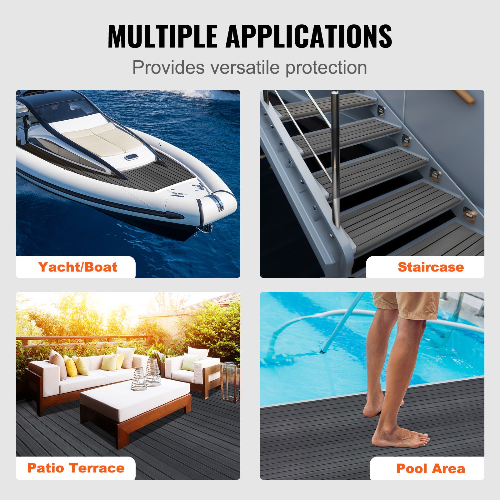 Boat Flooring, EVA Foam Boat Decking 94.5" x 23.6", Non-Slip Self-Adhesive Flooring, 15.5 sq.ft Marine Carpet for Boats, Yacht, Pontoon, Kayak Decking — image 6